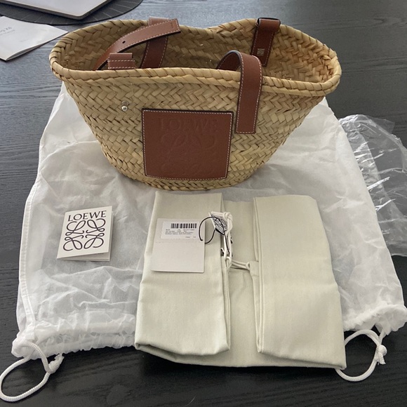 Loewe Large Basket Bag in Natural & Tan